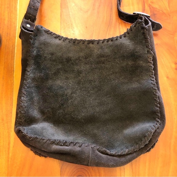 Lollipops Genuine Leather Suede Minimalist Neutral Tone Brown Roomy Shoulder Bag - Picture 11 of 16